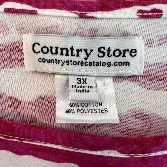 Country Store Womens Short Sleeve Tee Size 3X Pink White Mixed Stripes Ruched - Picture 5 of 6